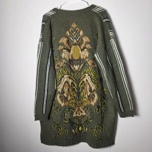 Aratta Silent Journey Anthropologie Medium Mohair Blend Boho Long Cardigan Olive